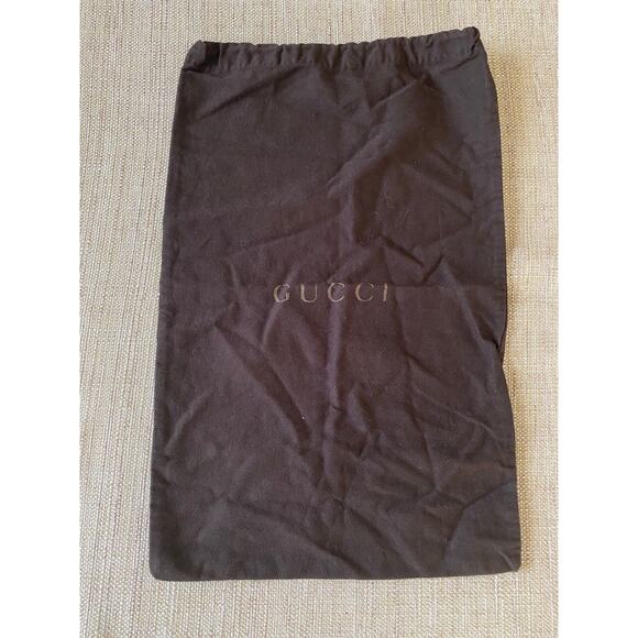 GUCCI Shoe Cotton Dust Bag Brown Gold Print Drawstring Italy - Picture 3 of 6